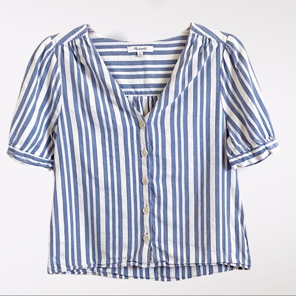 Madewell Cropped Striped Button Down Size S - Picture 4 of 17
